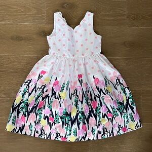 Gymboree Sleeveless Tulip Polka Dot Floral Tulle Lined Easter Dress | 6